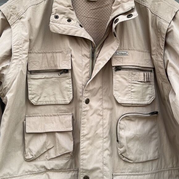 Weekender Convertible Jacket Traveler Adventure Series Khaki/Tan Mens Size Large - Picture 3 of 16